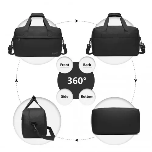 E1960M - Kono Lightweight Multi Purpose Unisex Sports Travel Duffel Bag - Black - Image 3