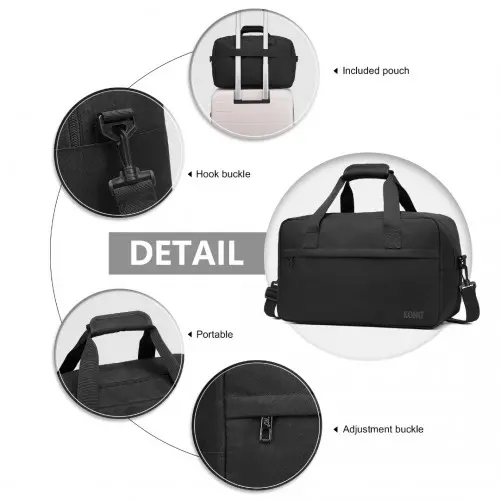 E1960M - Kono Lightweight Multi Purpose Unisex Sports Travel Duffel Bag - Black - Image 6