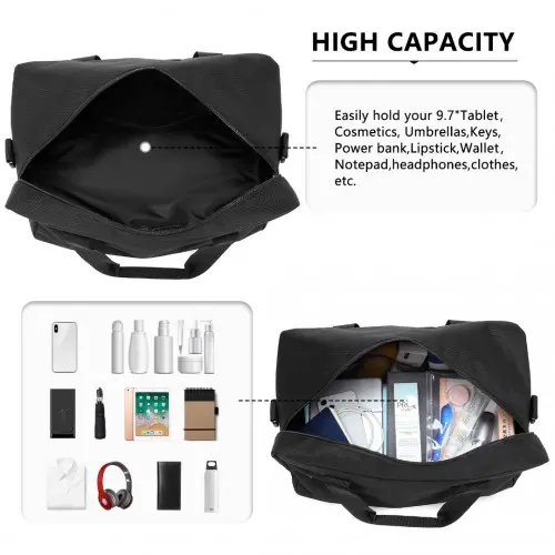 E1960M - Kono Lightweight Multi Purpose Unisex Sports Travel Duffel Bag - Black - Image 8