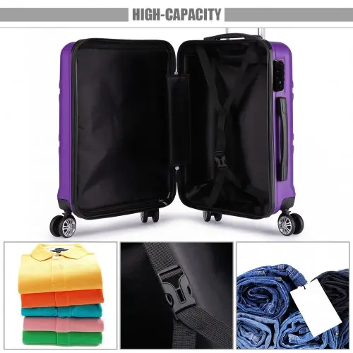 K1871-1L - Kono ABS 28 Inch Sculpted Horizontal Design Suitcase - Purple - Image 9