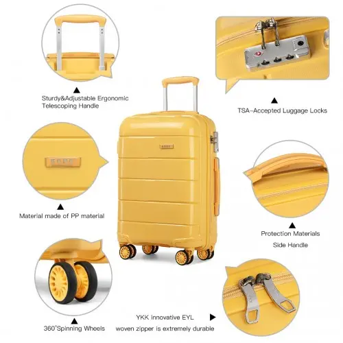 K1997L - KONO 28 INCH HARD SHELL PP SUITCASE - YELLOW - Image 5