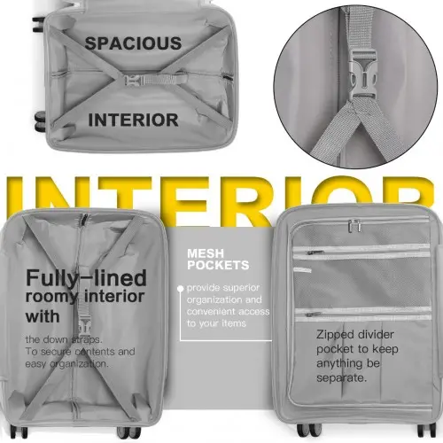 K1997L - KONO 28 INCH HARD SHELL PP SUITCASE - YELLOW - Image 6