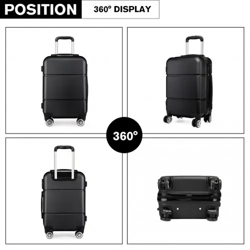 K1995L - Kono Hard Shell ABS Carry On Suitcase 20 Inch - Black - Image 3