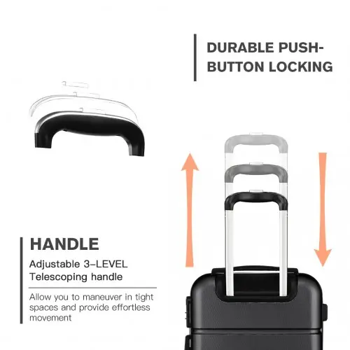 K1995L - Kono Hard Shell ABS Carry On Suitcase 20 Inch - Black - Image 5