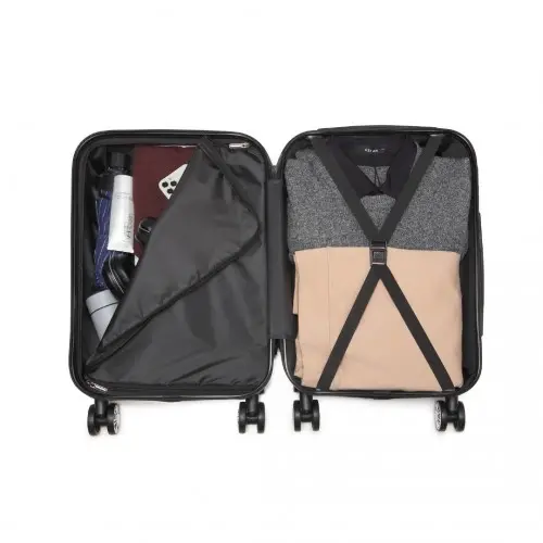 K1995L - Kono Hard Shell ABS Carry On Suitcase 20 Inch - Black - Image 10