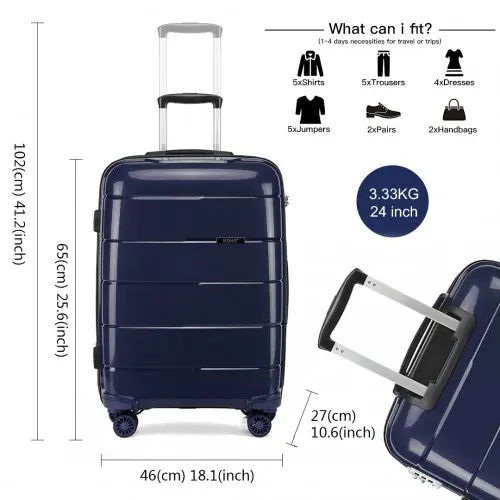 K1997L - KONO 24 INCH HARD SHELL PP SUITCASE - NAVY - Image 5