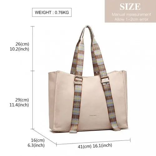 LH1924 - MISS LULU PLAID TARTAN STRAP SHOULDER BAG - PINK - Image 4