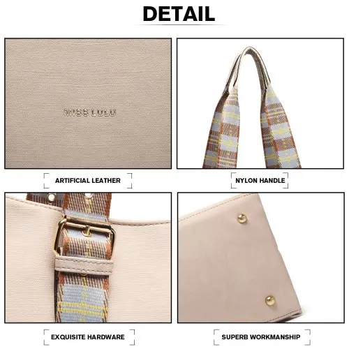 LH1924 - MISS LULU PLAID TARTAN STRAP SHOULDER BAG - PINK - Image 5