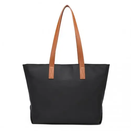 LH2240 - Miss Lulu Casual Waterproof Shopping Tote Bag - Black - Image 2