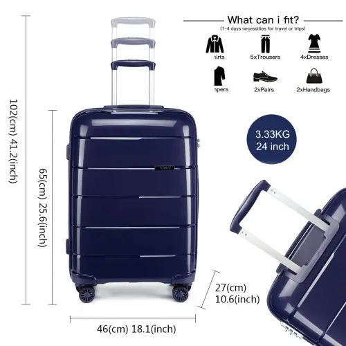 K1997L - KONO 24 INCH HARD SHELL PP SUITCASE - NAVY - Image 14