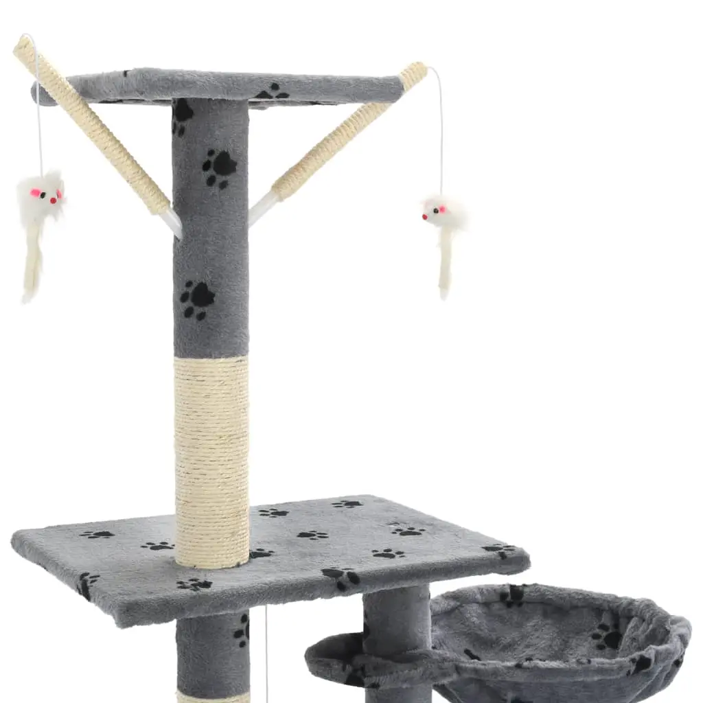 vidaXL Cat Tree with Sisal Scratching Posts 230-250 cm Paw Prints Grey - Image 5