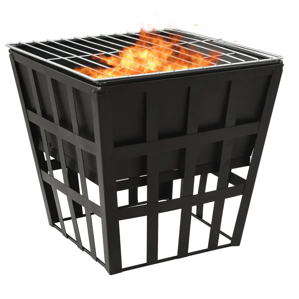 vidaXL 2-in-1 Fire Pit and BBQ 34x34x48 cm Steel - Image 3
