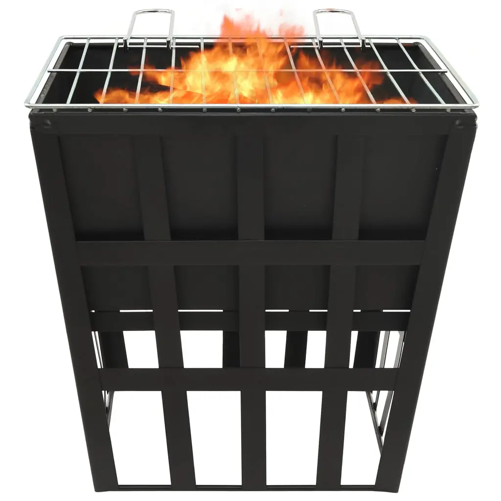 vidaXL 2-in-1 Fire Pit and BBQ 34x34x48 cm Steel - Image 4
