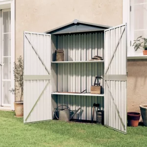 vidaXL Garden Shed Grey 116x45x175 cm Galvanised Steel