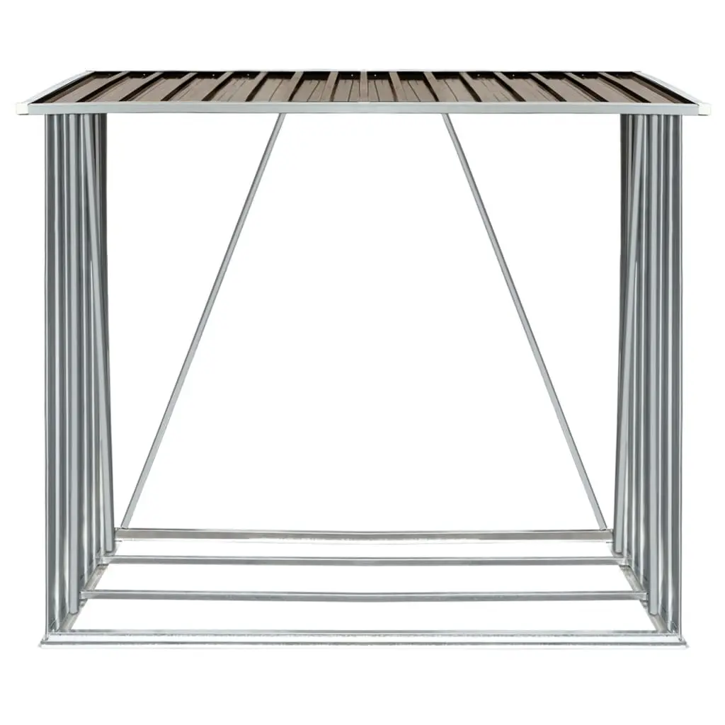 vidaXL Garden Log Storage Shed Galvanised Steel 163x83x154 cm Brown - Image 5