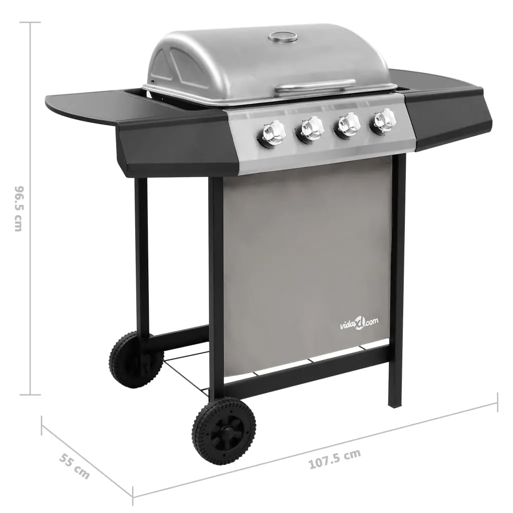 vidaXL Gas BBQ Grill with 4 Burners Black and Silver (FR/BE/IT/UK/NL only) - Image 7