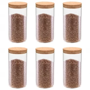 vidaXL Storage Glass Jars with Cork Lid 6 pcs 1100 ml