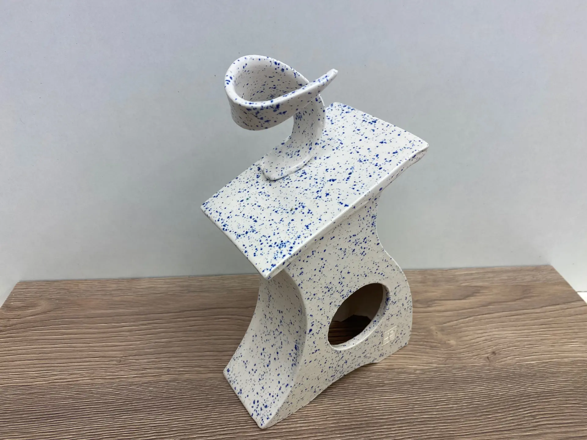 Ceramic Mantel Clock - Light Blue Speckled - Image 5