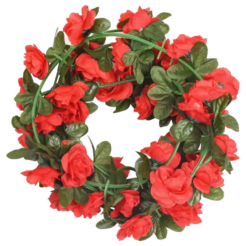 vidaXL Christmas Flower Garlands 6 pcs Red 240 cm - Image 2