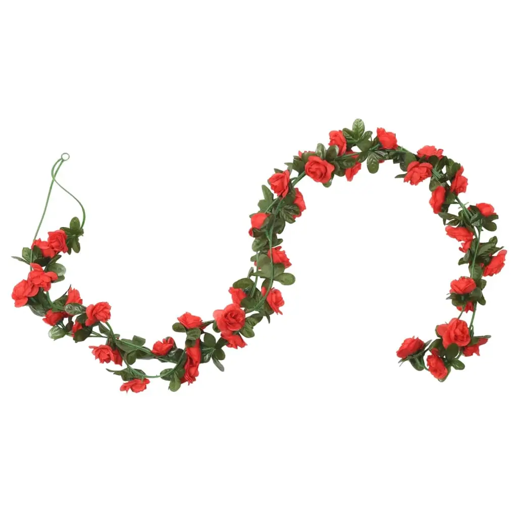 vidaXL Christmas Flower Garlands 6 pcs Red 240 cm - Image 3