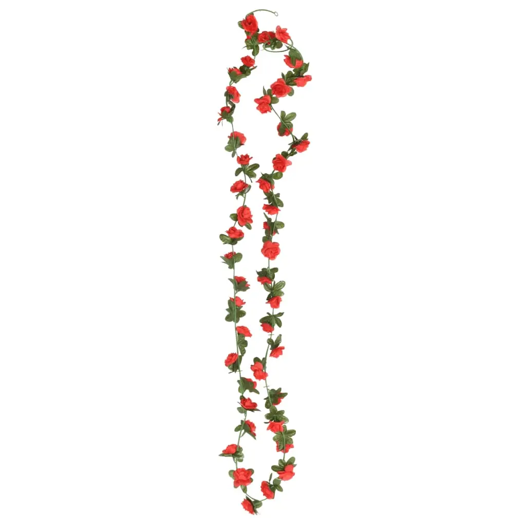 vidaXL Christmas Flower Garlands 6 pcs Red 240 cm - Image 4