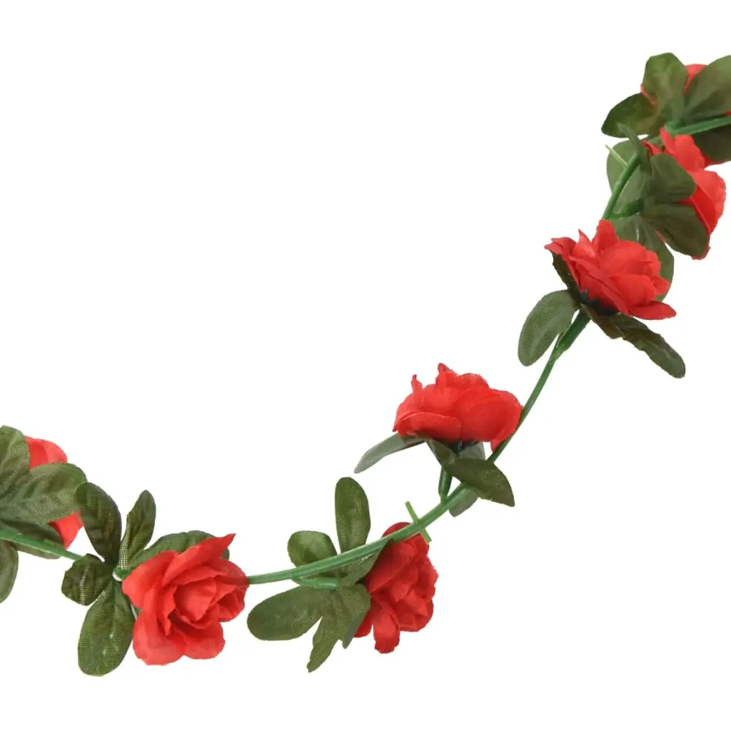vidaXL Christmas Flower Garlands 6 pcs Red 240 cm - Image 5