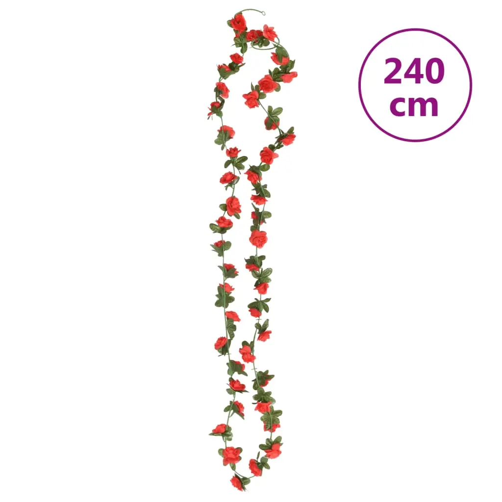 vidaXL Christmas Flower Garlands 6 pcs Red 240 cm - Image 7