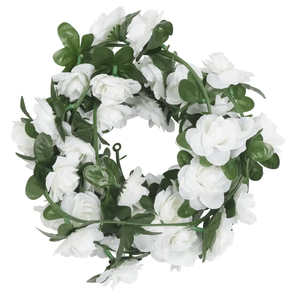 vidaXL Christmas Flower Garlands 6 pcs White 240 cm - Image 2
