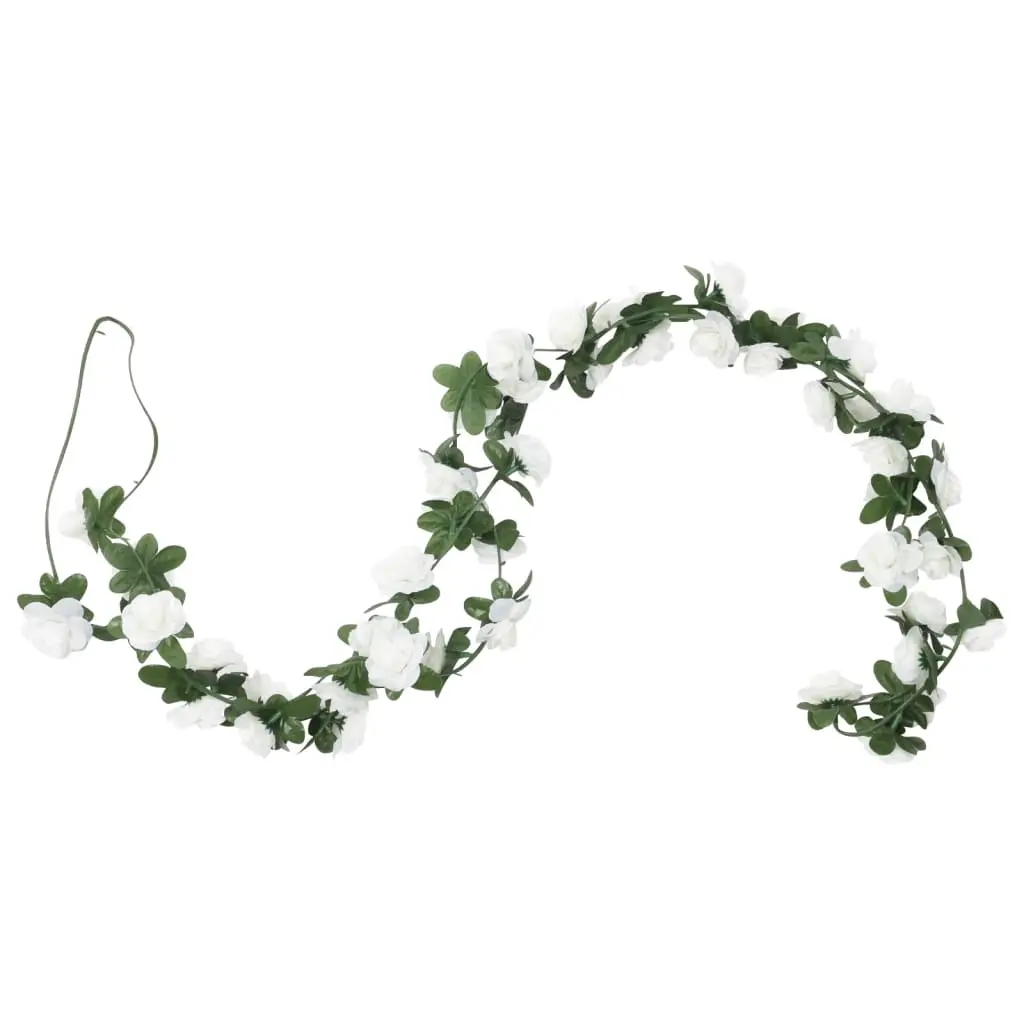 vidaXL Christmas Flower Garlands 6 pcs White 240 cm - Image 3