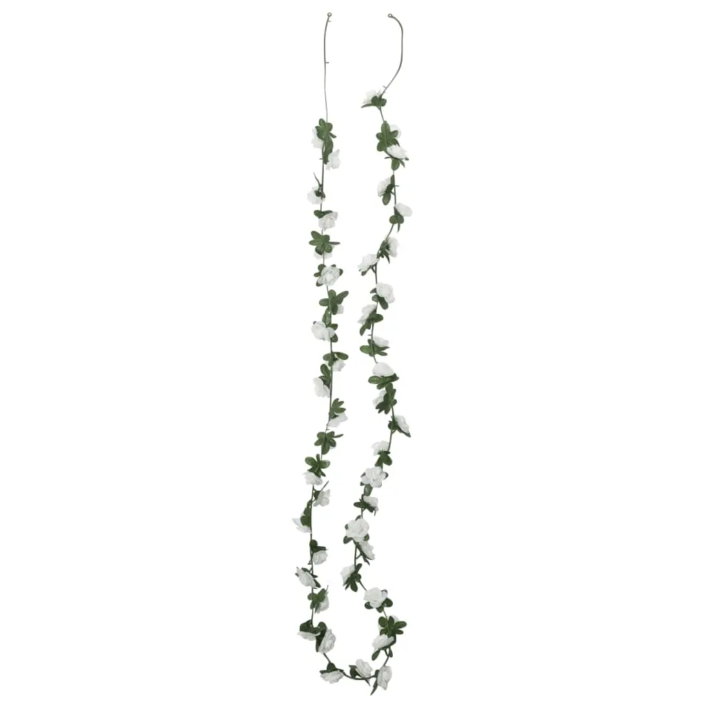 vidaXL Christmas Flower Garlands 6 pcs White 240 cm - Image 4