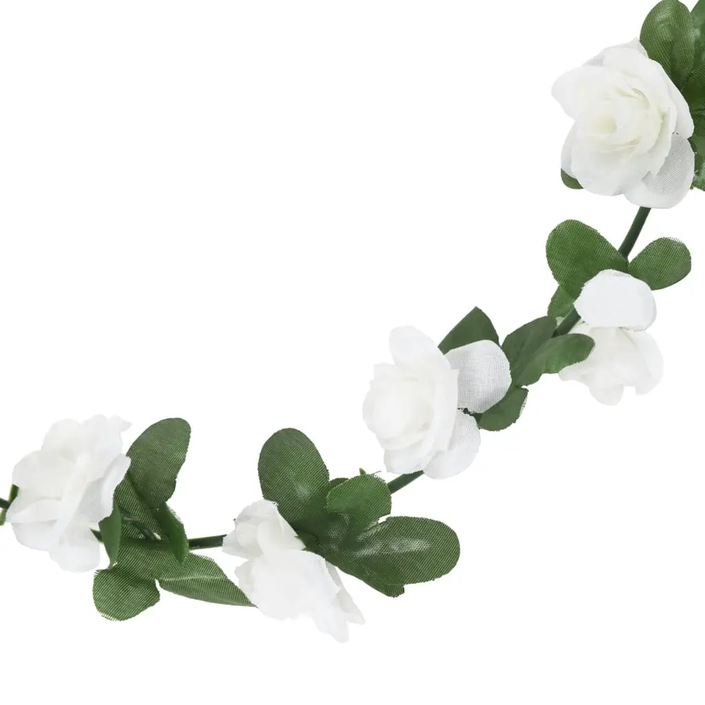 vidaXL Christmas Flower Garlands 6 pcs White 240 cm - Image 5
