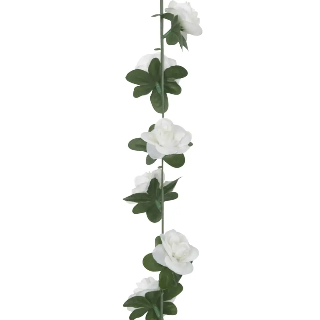 vidaXL Christmas Flower Garlands 6 pcs White 240 cm - Image 6