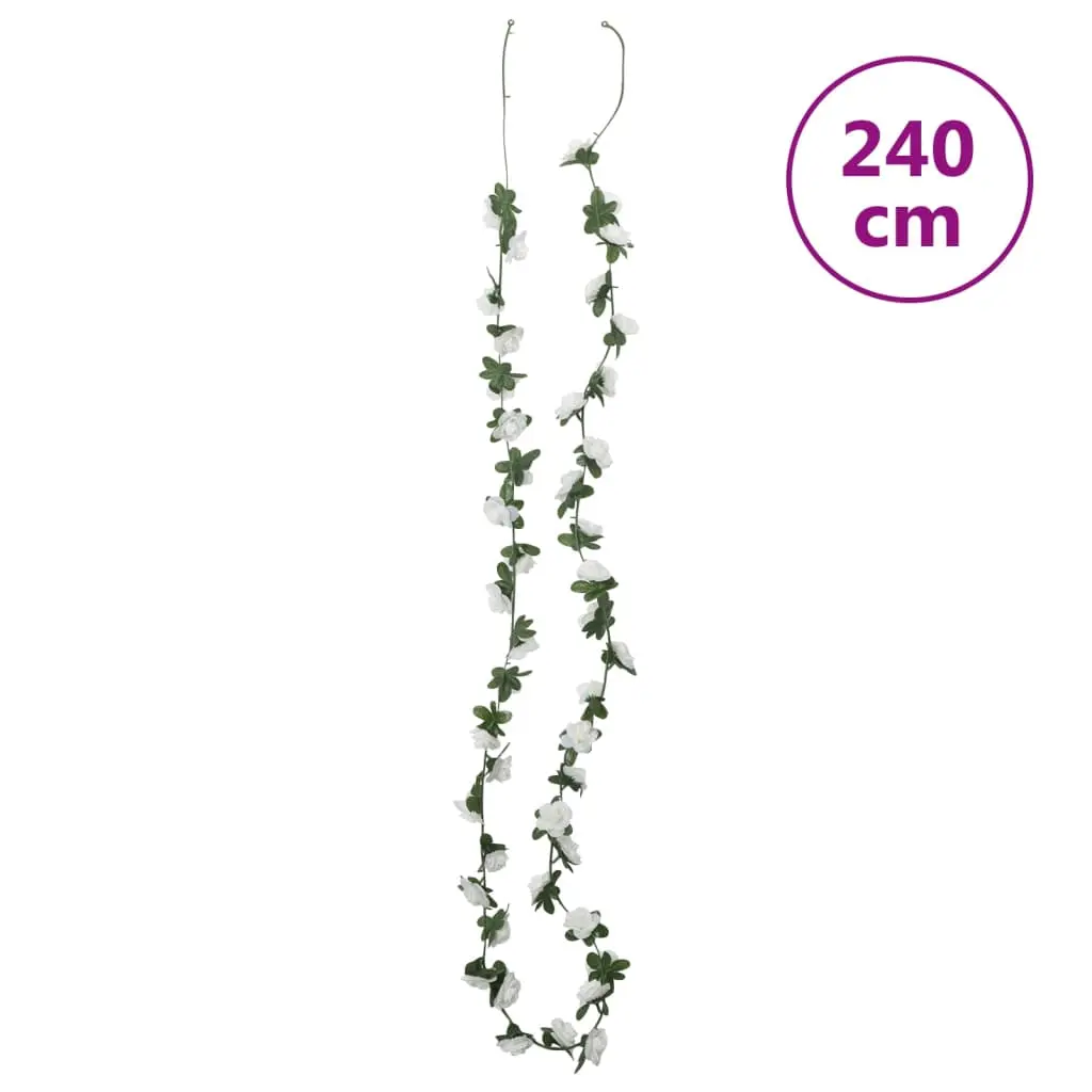 vidaXL Christmas Flower Garlands 6 pcs White 240 cm - Image 7