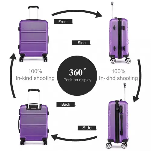 K1871-1L - Kono ABS 28 Inch Sculpted Horizontal Design Suitcase - Purple - Image 10