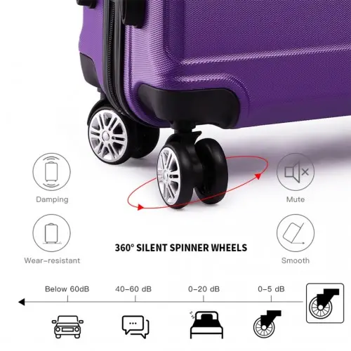 K1871-1L - Kono ABS 28 Inch Sculpted Horizontal Design Suitcase - Purple - Image 14