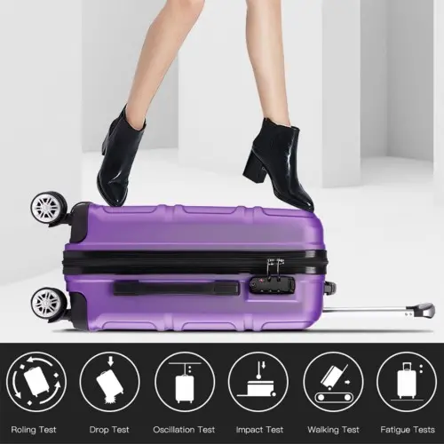 K1871-1L - Kono ABS 28 Inch Sculpted Horizontal Design Suitcase - Purple - Image 16