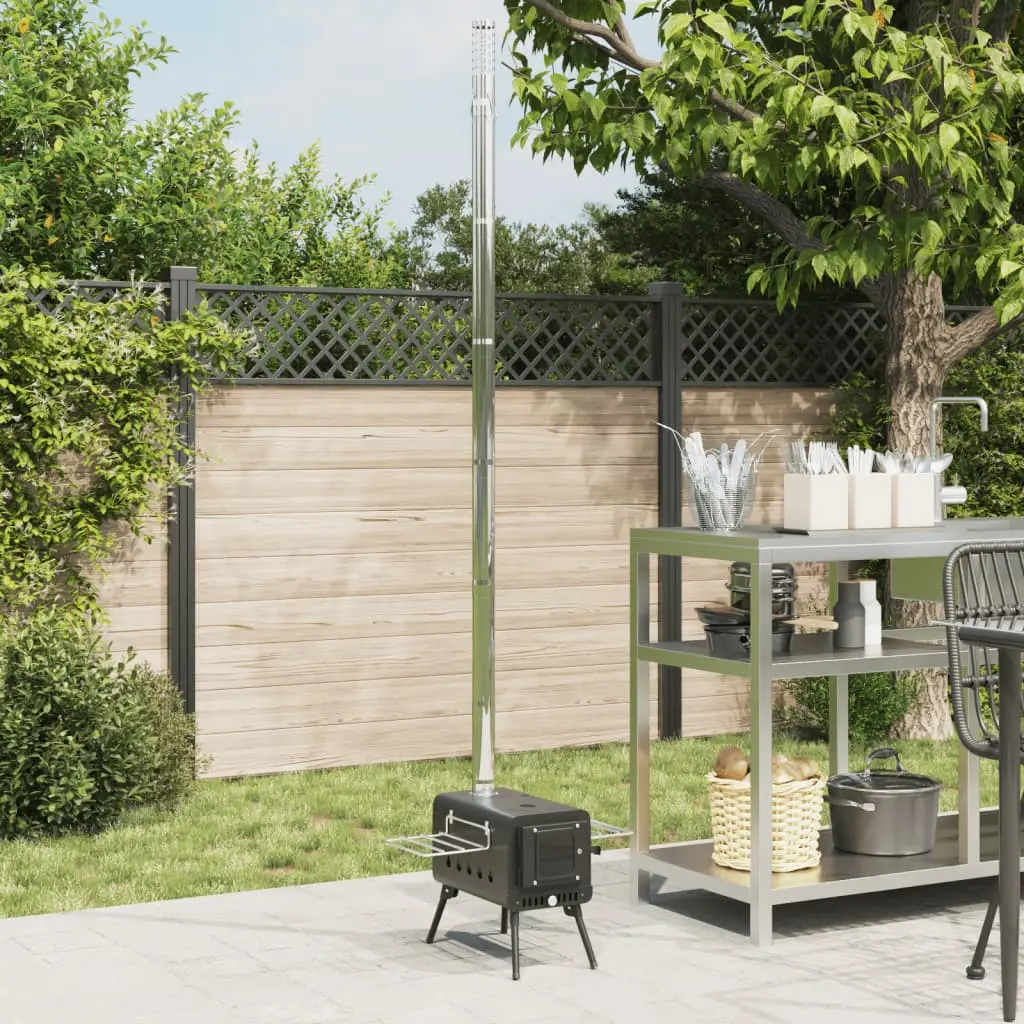 vidaXL Tent Wood Stove with Chimney and Foldable Legs Black Steel - Image 3