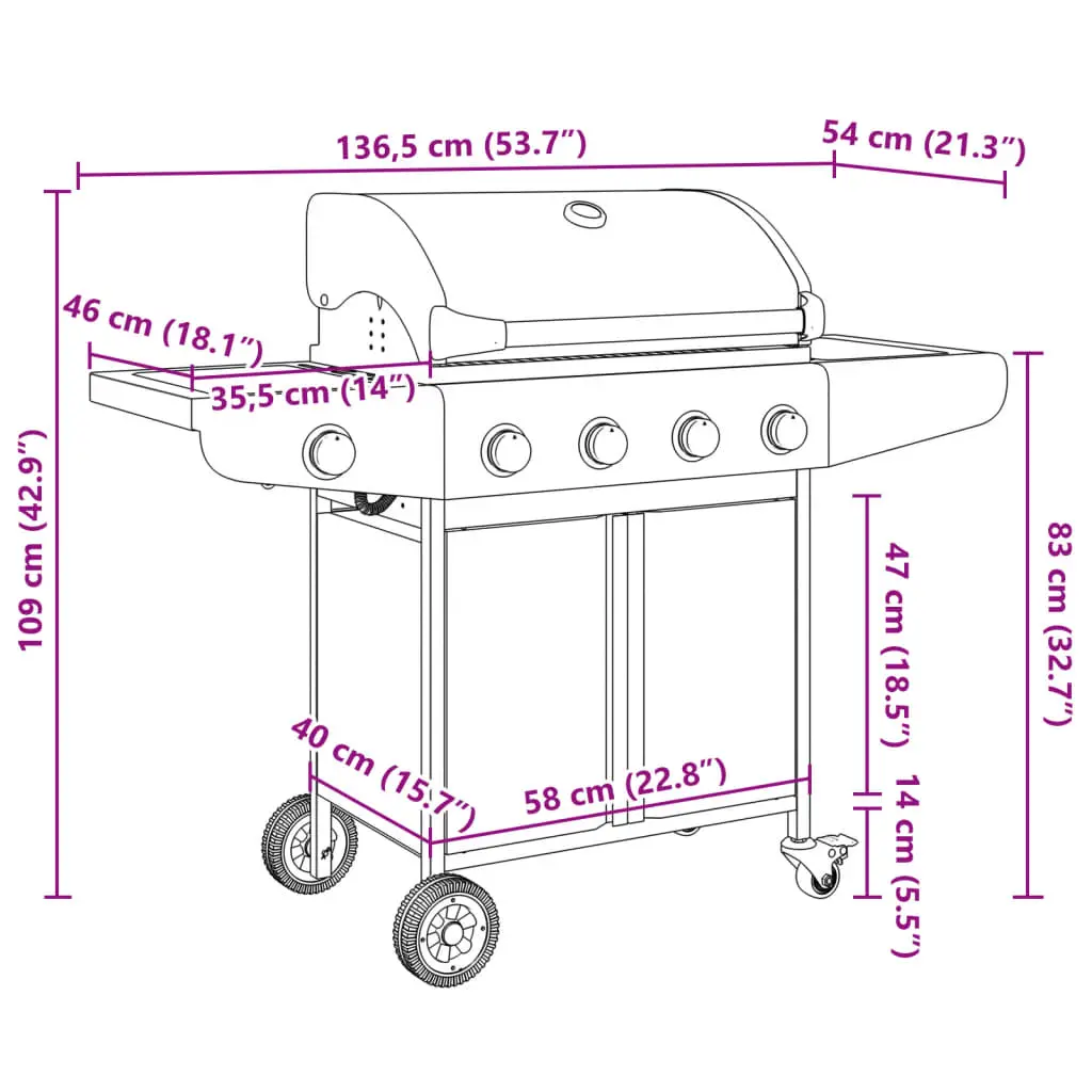 vidaXL Gas BBQ Grill with 5 Burners Silver Stainless Steel - Image 11