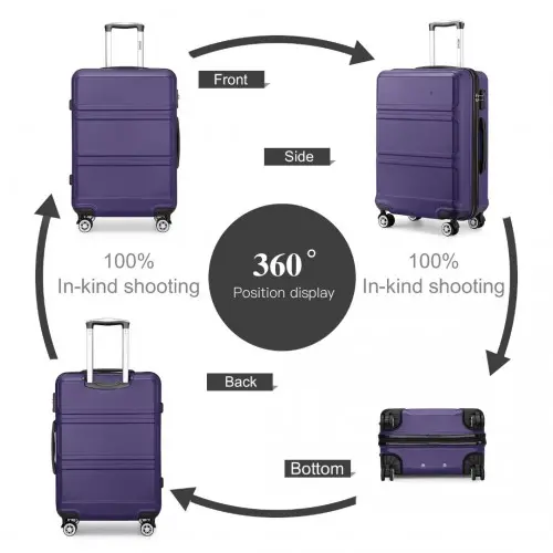 K1871-1L - Kono ABS 28 Inch Sculpted Horizontal Design Suitcase - Purple - Image 19
