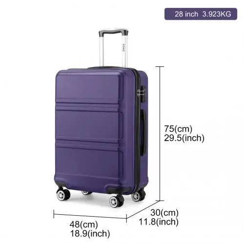 K1871-1L - Kono ABS 28 Inch Sculpted Horizontal Design Suitcase - Purple - Image 20