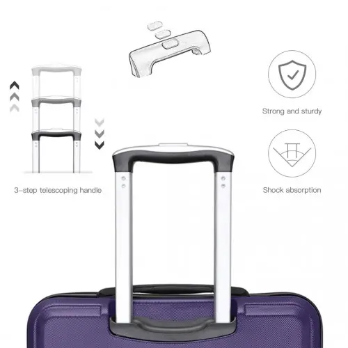 K1871-1L - Kono ABS 28 Inch Sculpted Horizontal Design Suitcase - Purple - Image 22