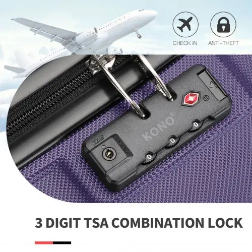K1871-1L - Kono ABS 28 Inch Sculpted Horizontal Design Suitcase - Purple - Image 23