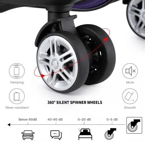 K1871-1L - Kono ABS 28 Inch Sculpted Horizontal Design Suitcase - Purple - Image 24