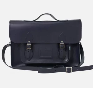 Leather Backpack Satchel - Navy Blue