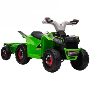 6V Quad Bike with Back Trailer, Wear-Resistant Wheels, for Ages 18-36 Months, Green | HOMCOM