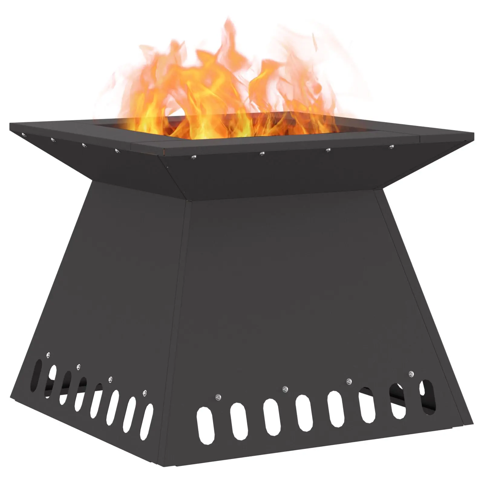 vidaXL Fire Pit Black 48x48x40 cm Steel - Image 3