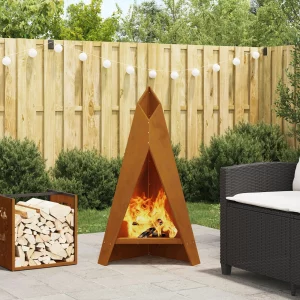 vidaXL Fire Pit Pyramid Black 58x36x100 cm Steel
