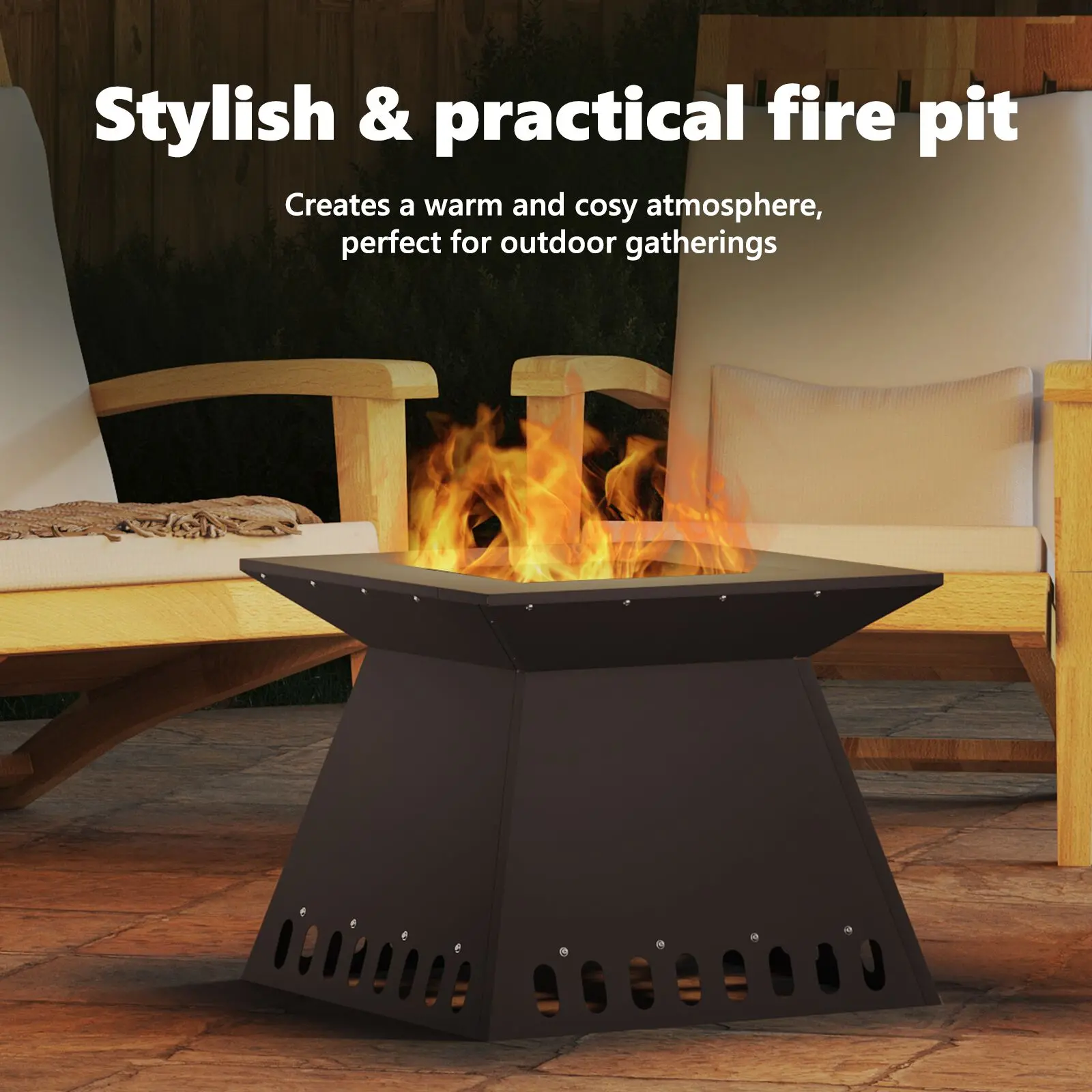 vidaXL Fire Pit Black 48x48x40 cm Steel - Image 22
