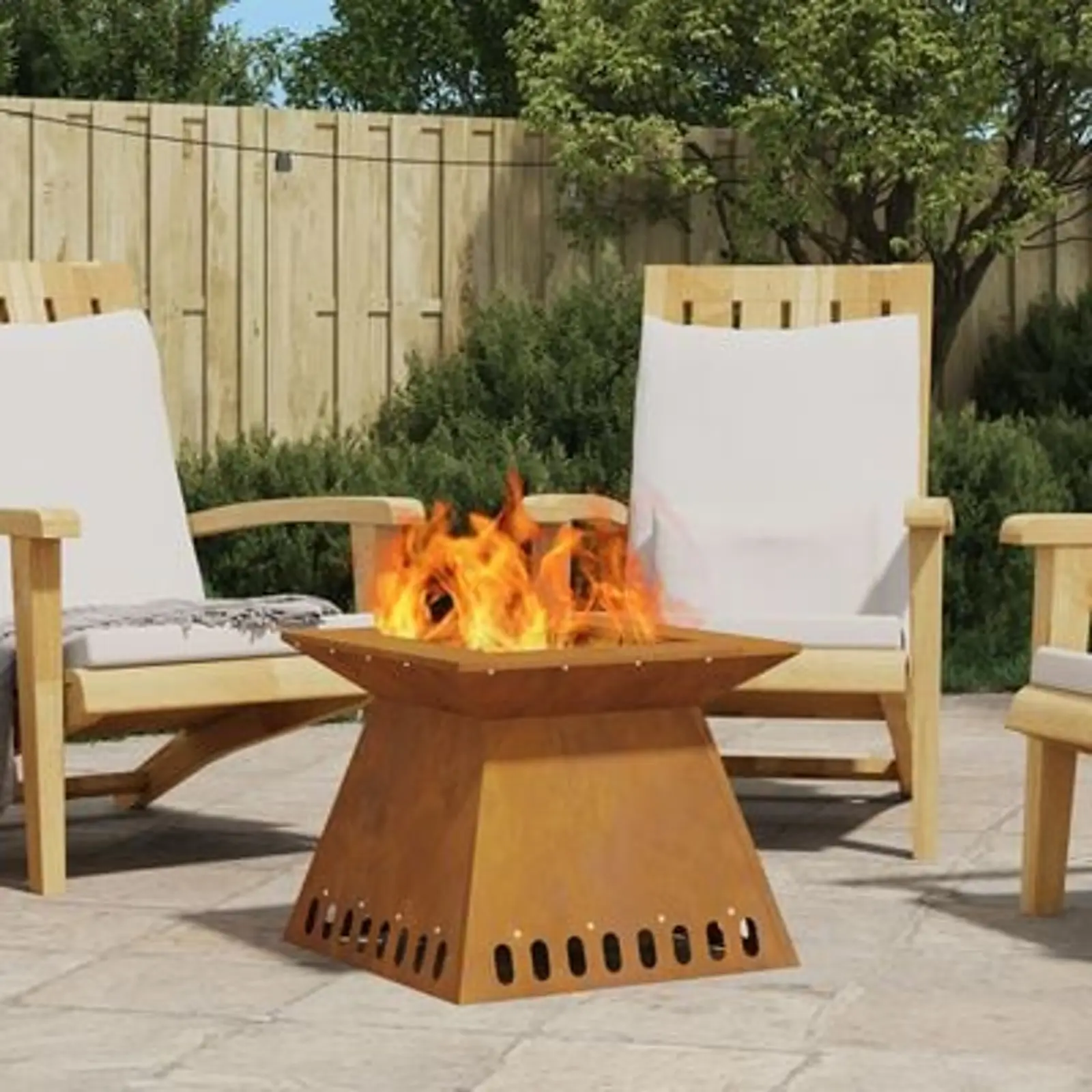vidaXL Fire Pit 48x48x40 cm Weathering Steel - Image 14