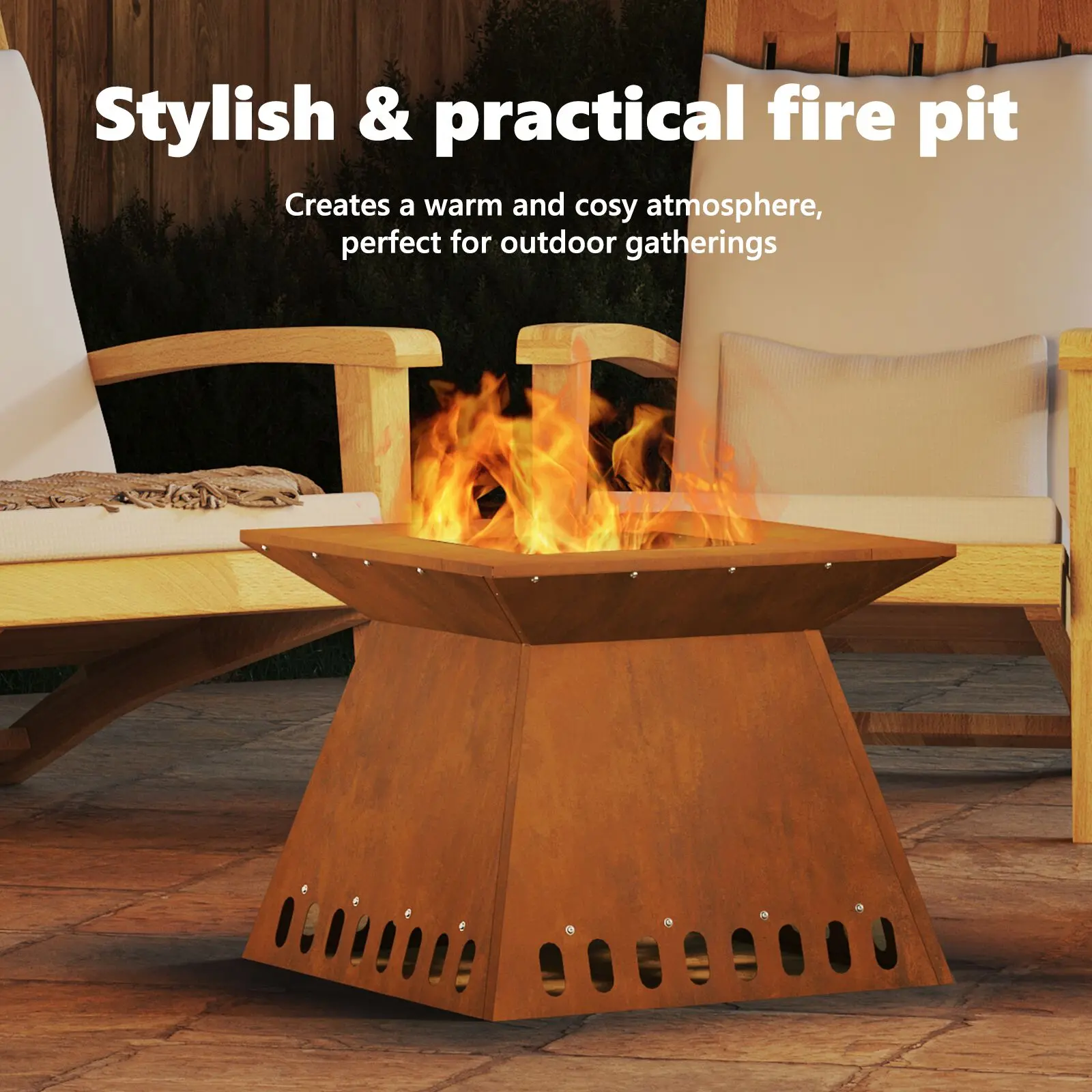 vidaXL Fire Pit 48x48x40 cm Weathering Steel - Image 22